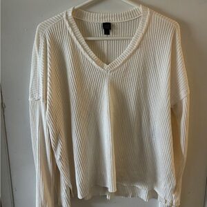 Wild Fable Cream Ribbed Knit Top
